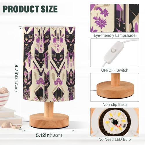 Lámpara de Mesa Tribal con Gatos Negros Multicolor miniatura 3