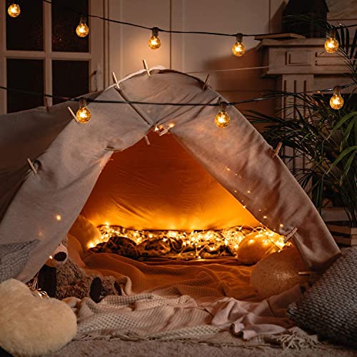 OxyLED Lights Mains Powered, 29FT Festoon Christmas Lights 25 Bulbs +3 Spare String Lights for Indoor Décor Wedding Patio Cafe Party