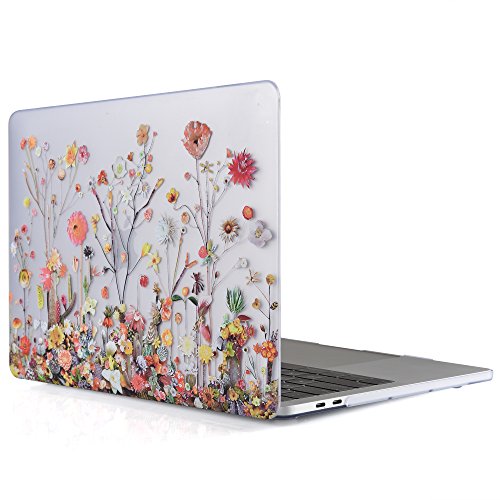 iDOO MacBook Pro 13 Case 2017 & 2016 Release A1706 / A1708, Soft Touch Plastic Hard Case Cover for Newest MacBook Pro 13 inch with/Without Touch Bar - Plants and Flowers