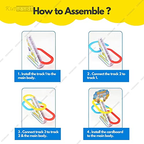 Image of Kids Mandi Duck Roller Coaster Slide Toy Set |3 Cute Ducklings Climbing Stairs automatically with Lights & Music | Electric Duck Chasing Race Track Set | Small ducks climbing stairs toy set