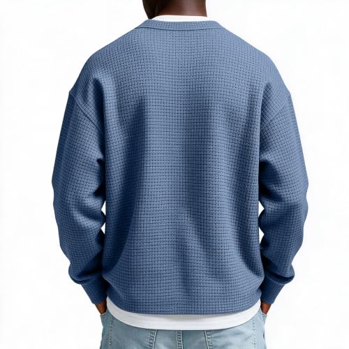 Waffle Shirts for Men Long Sleeve Quarter Zip Fall Y2k Casual Layered Shirt - image 6