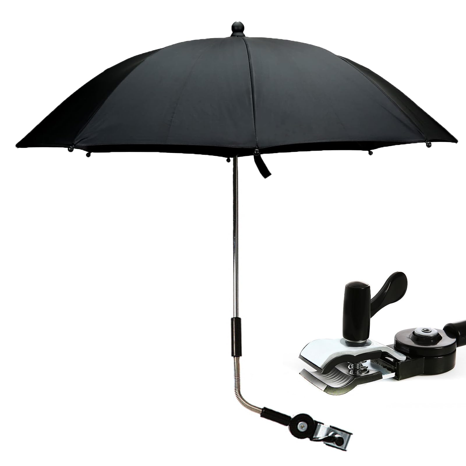 Ombrello per carrozzina, 72 cm, con morsetto regolabile, protezione UV UPF 50+, parasole universale per carrozzina, passeggino, passeggino, impermeabile, pieghevole