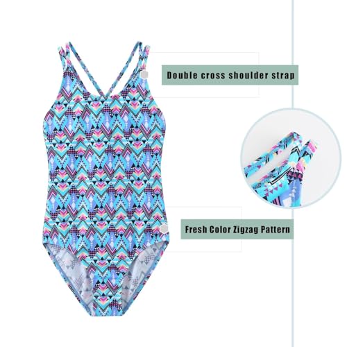 Image of Girls One Piece Swimsuits,Girls Bathing Suits with Adjustable Straps,Kids Hawaiian Floral Swimwear 3-16 Years