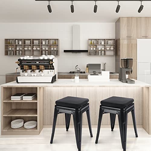 Sinosso 4 Pack Breathable Metal Bar Stool Cushions, Luxury Magnetic Small Chair Pads For Café Restaurant Bistro Chairs (Square, Black, 4) #TOP5