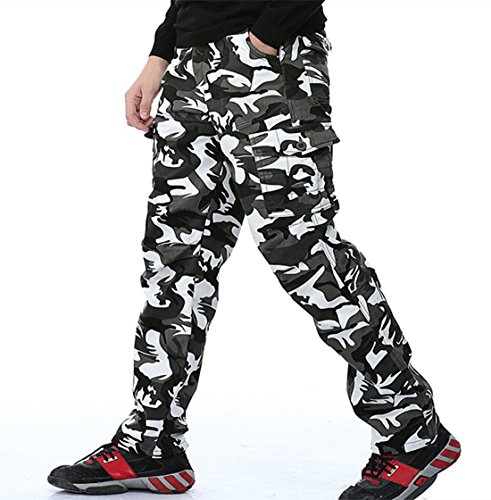 Men's Winter Cotton Fleece Lined Cargo Loose Work Causal Pants3