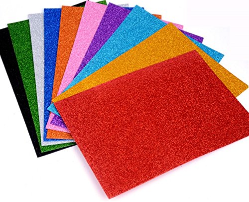 IMPRINT'S High Quality Set of 5 A4 Size Foam Glitter Sheets - for Art&Crafts, Home, Office, Party Decorations, Mix Colors without Adhesive back-image-12
