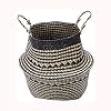 XYZMDJ Woven Basket archiviazione, Paglia Bagagli Carrello Bagagli Carrello Pieghevole Detriti Abbigliamento Desktop Guardaroba Bagno Bagagli