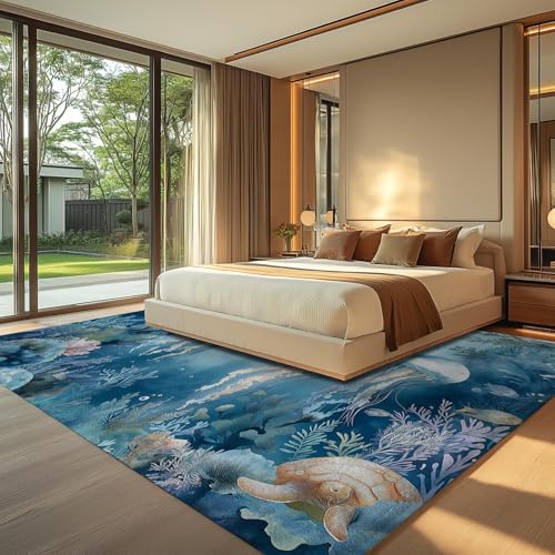Tapis design moderne méduse poil court fin et résistant 90x180