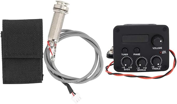 3 Band EQ Pre-Amp Equalizer Pickup,Guitar EQ Equalizer Piezo Pickup System with LCD Screen Display for Guitar Accessory