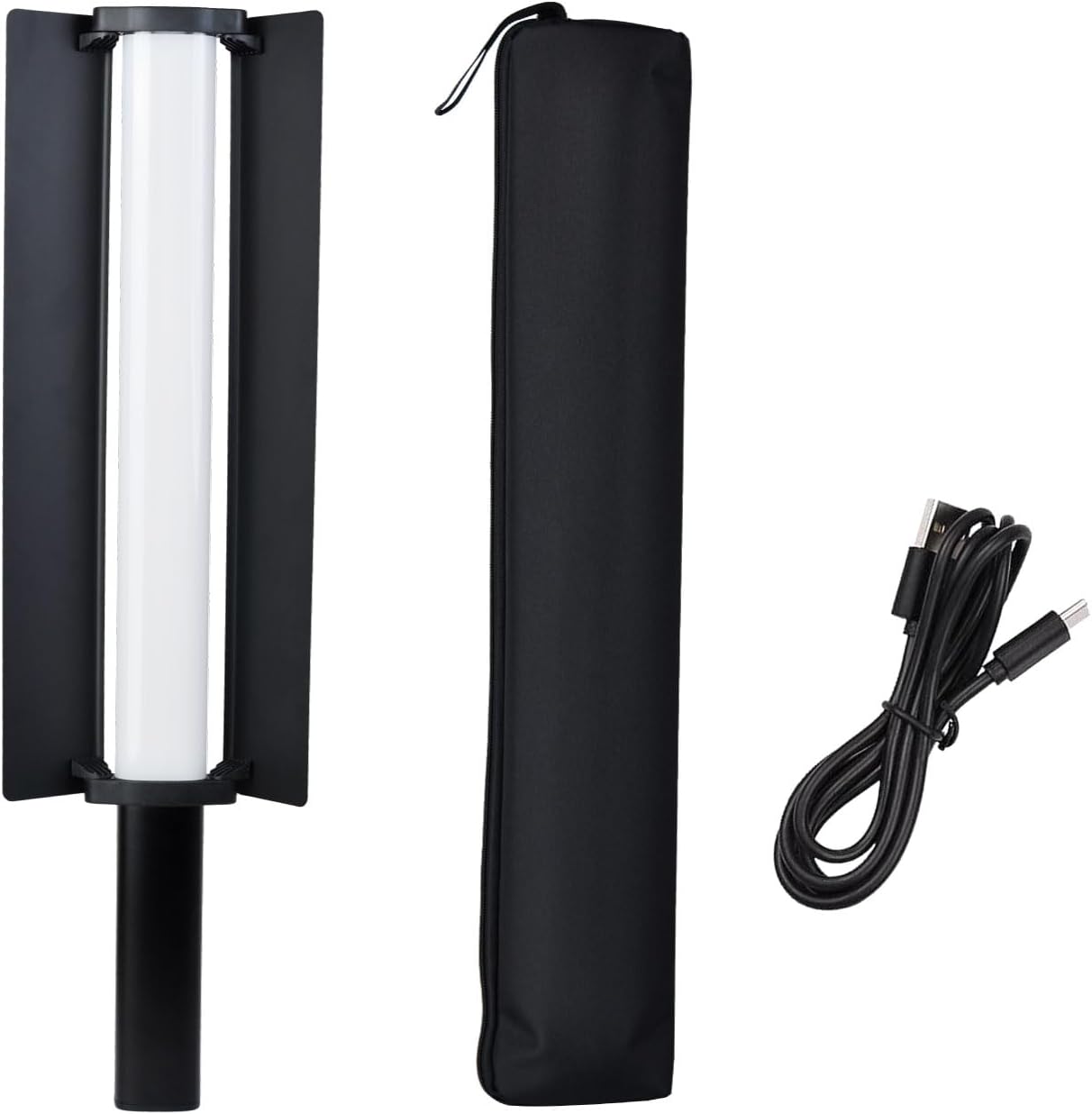 CL55 RGB Handheld LED Light Stick Light Wand with APP Control & Metal Barndoor, 360°Full Color 20W 2500K-9900K Photography Tube Light with 24 Preset Scenes LCD Display.