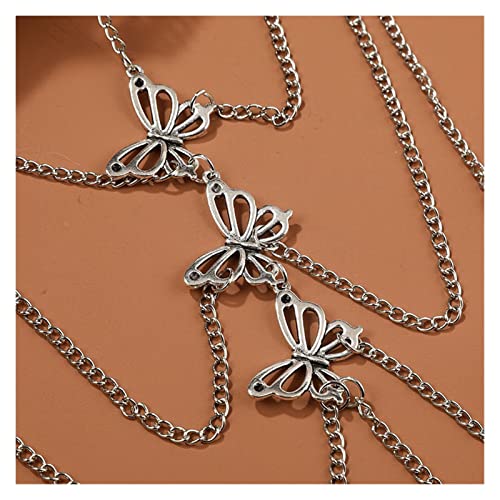 Frauen Schleife Beinketten Frauen Körperschmuck Strand Stil Damen Silber Metall Mehrschichtige Oberschenkelketten (Metal Color : BT247-1, Size : One Size)