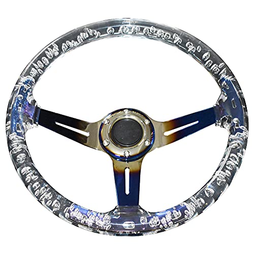 Zcargel Steering Wheel, Acrylic Transparent Steering Wheel Deep Dish Racing Steering Wheels Racing Sport Steering Wheel 14-inch Steering Wheel For Racing ATV SUV
