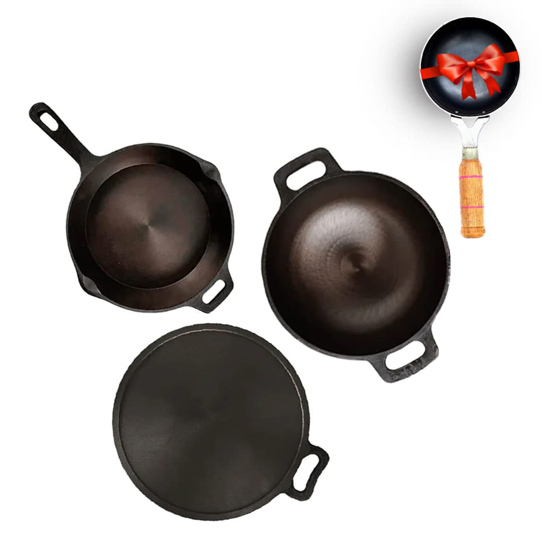 Buy The Indus Valley Super Smooth Cast Iron Cookware Set + Free Tadka ...