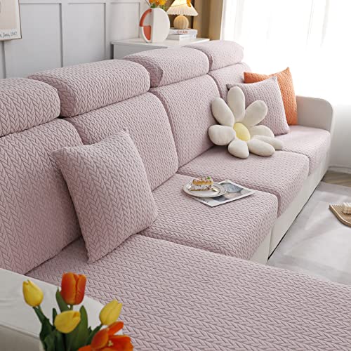 Ele Eleoption Couch Cushion Covers Sectional Sofa L Shape Cover Elastic Chair Slipcover Furniture Protector (Length25-37Inch, Width 25-37Inch, Large Single Seat Cover) Wheat Pink #TOP4