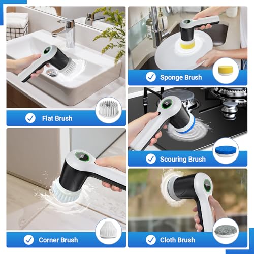 Image of PUFTEM Oval Shape Adhesive Mirror Sticker for Wall on Tiles Bathroom Bedroom Living Room Basin Mirror Bathroom Wall Mirror Stickers Unbreakable Plastic Wall Mirror Rotating Electric Scrubber (White)