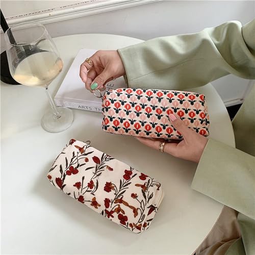 Image of Pencil Case Pen Case Office College School Storage Bag Pouch Holder Box Organizer Makeup Pouch Cosmetic Bag Aesthetic floral flower Cute Pencil Case for Girls Boys Kids (Little red flower)