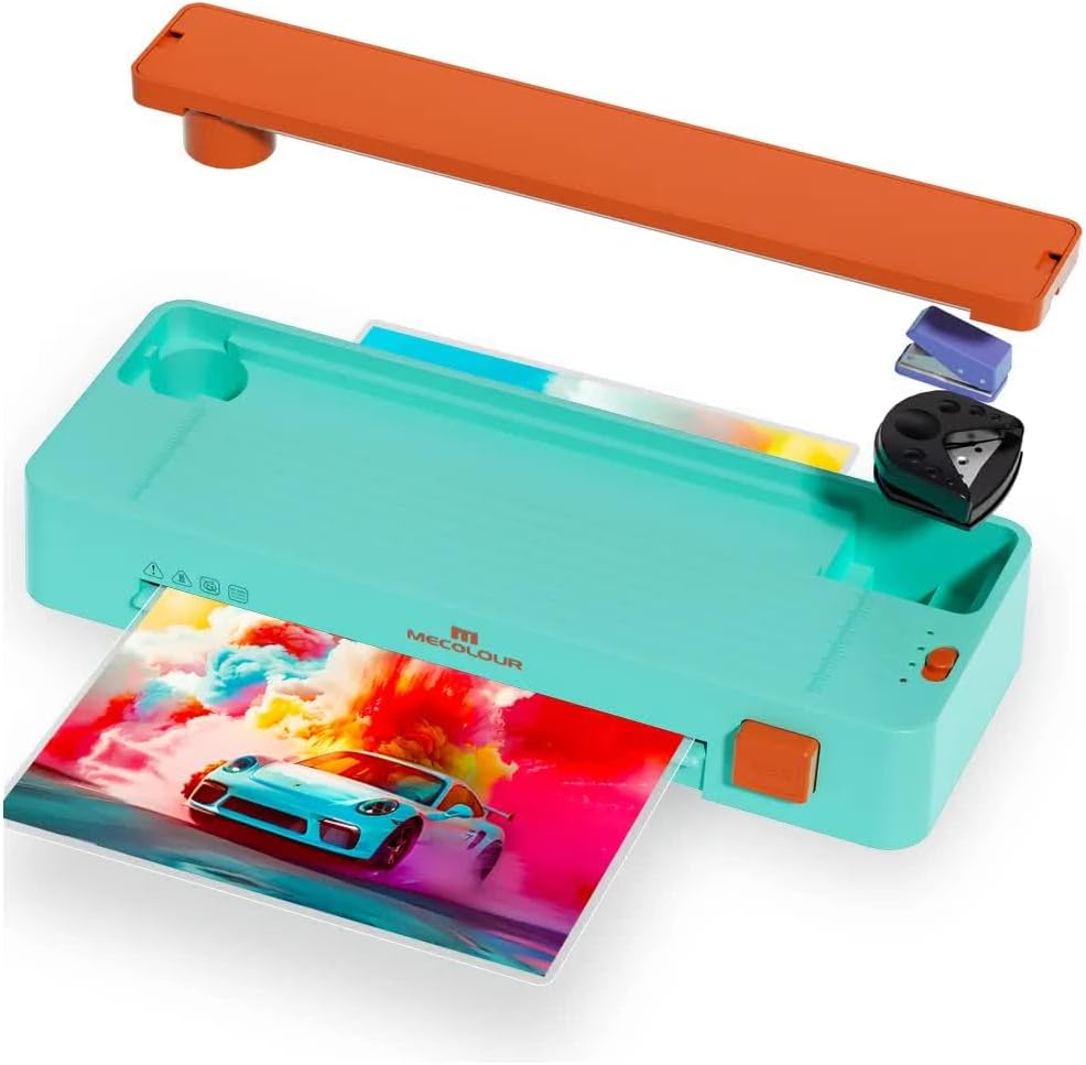 MECOLOUR Thermal Laminator Machine A4 for Documents and Photos,110v (Orange), Trimmer