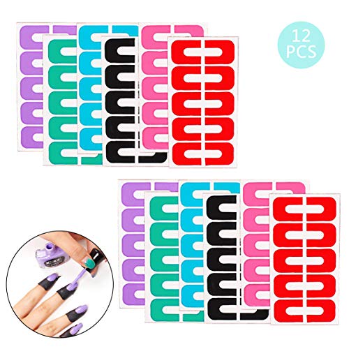 12 Packs Nail Polish Protector Disposable Peel Off Nail Stickers Tape Spill-Proof U-Shape