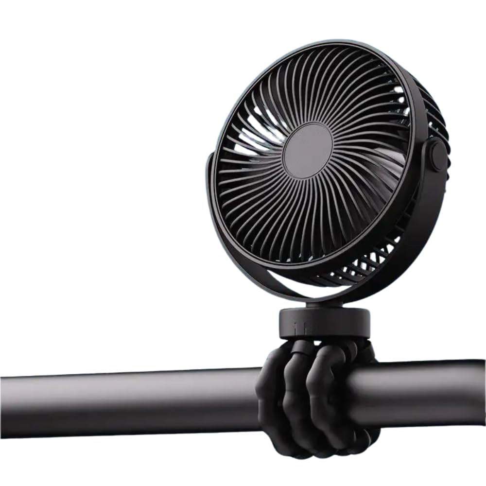 Homefy Portable Baby Stroller Mini Fan with Flexible Tripod, Rechargeable 360° Rotating Fan for Car Seat, Crib, Bike, Travel & Outdoor Use, Safe for