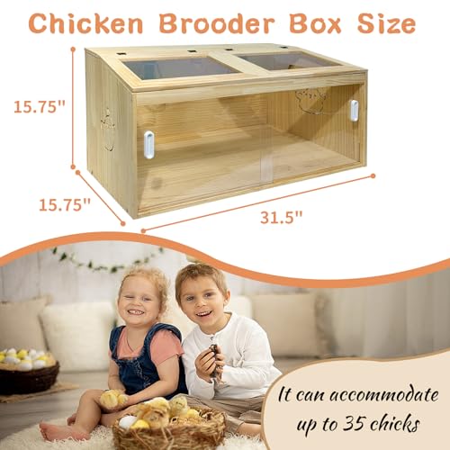 22-Piece Large Chicken Brooder Box 32", All-in-One Kit, Up to 35 Chicks Capacity, Brooder with Temp Controller, Thermometer, Chicken Brooder Box for Quail, Hamsters, Pattern A
