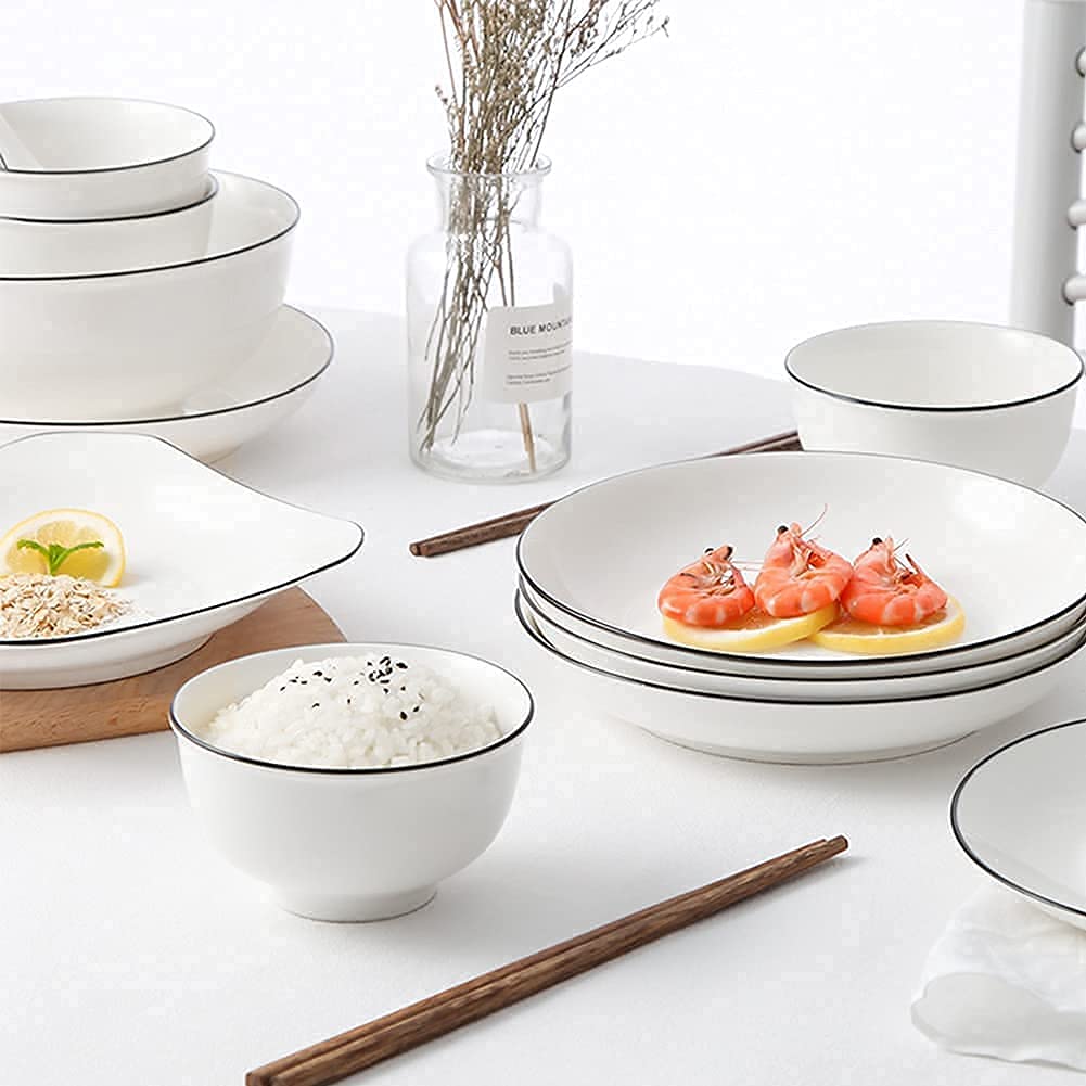 20-elementowy zestaw obiadowy z porcelany kostnej, zestaw porcelanowej zastawy stołowej, lekki zestaw talerzy i misek dla 2 osób, zestaw obiadowy, idealny na przyjęcia w