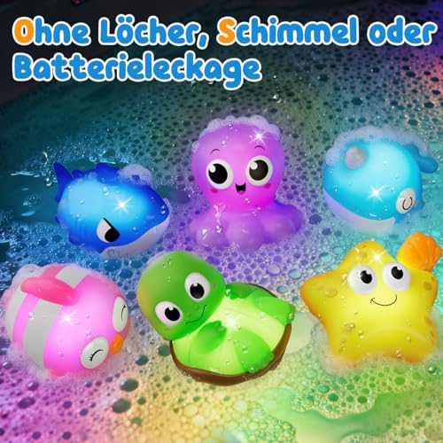 Badespielzeug Baby, Badewannenspielzeug, Baby ab 1 Jahr, Leuchtet Sensorik Wasserspielzeug Kinder, Flottendes Poolspielzeug, Niedliches Wasser Spielzeug, Schwimmbad Spielzeug