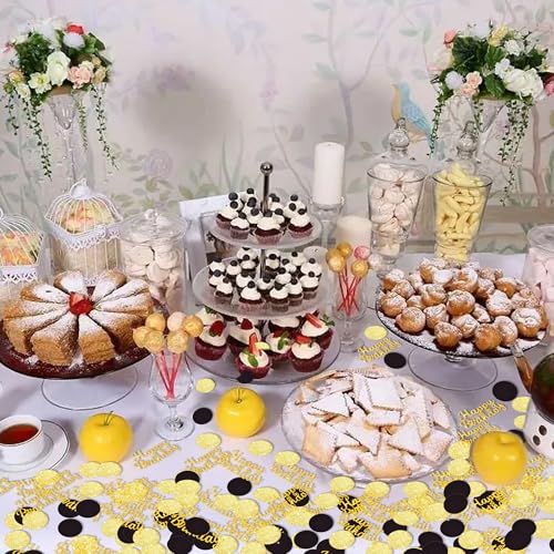 Image of 200Pcs Happy Birthday Confetti Glitter Gold and Silver Circle Dots Confetti Table confetti For Birthday party Halloween Bachelorette Wedding Baby Shower Decorations