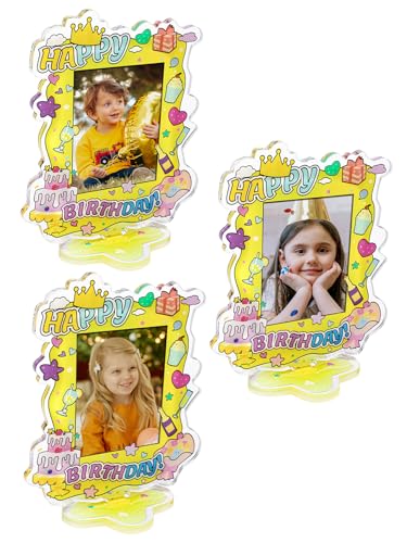 AetJxixee 3 Pack Mini Birthday Acrylic Picture Frame 2X3 for Tabletop, Compatibl...