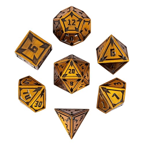 UDIXI Metal Dice Set D&D Heavy Metallic DND Dice for Tabletop Game (Gold)