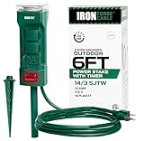 Outdoor Power Stake for Yard & Garden with 6 Outlets and 9 Foot Extension Cord - 14/3 SJTW