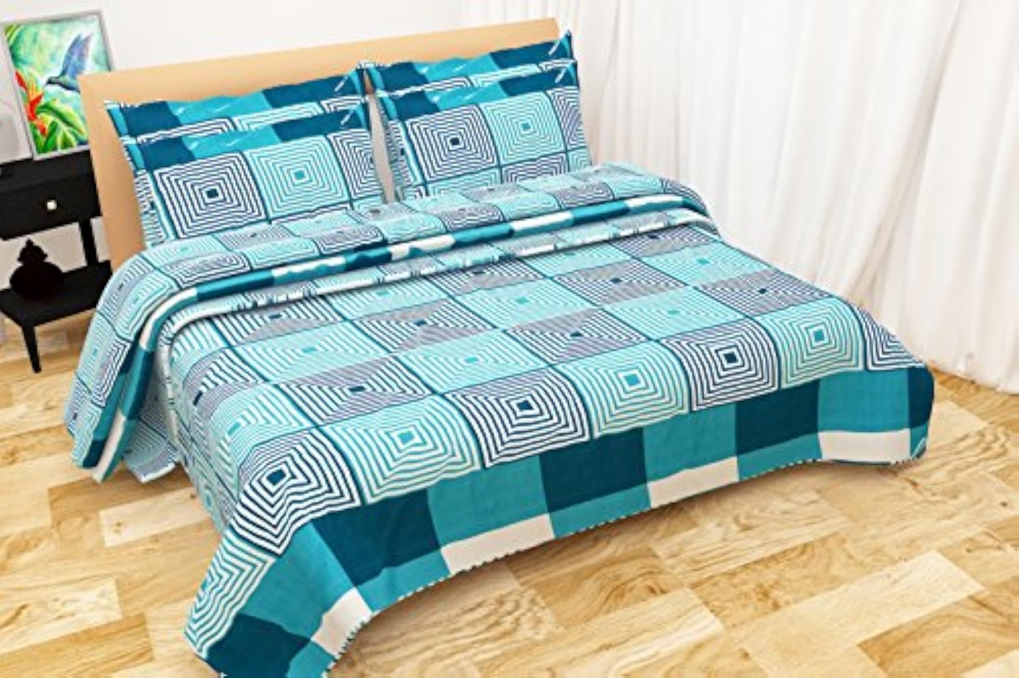 100% Cotton Double Bed Sheet with 2 Pillow Covers, Queen Size