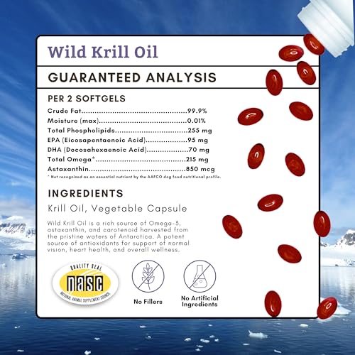 Wholistic Pet Organics - Krill Oil Soft Gel Capsules for Dogs - Supports Dog Joint Health, Shiny Coat & Heart Wellness - Omega-3 & Astaxanthin Supplement - 200 Count - Thumbnail 2