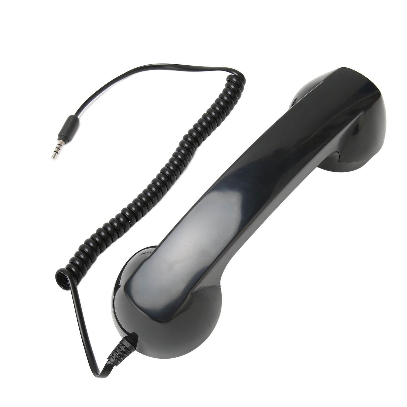 Odbiornik Telefonu Komórkowego, Odporny na Promieniowanie Zestaw Słuchawkowy w Stylu Retro, Czysty Dźwięk z Mikrofonem do Smartfonów (Czarny)
