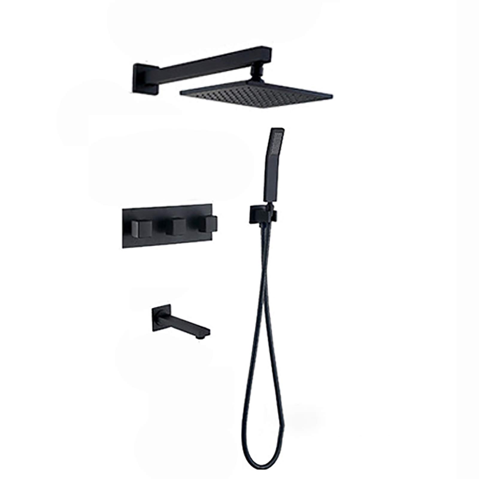Ensemble de douche noir mat mitigeur douche laiton et robinet baignoire