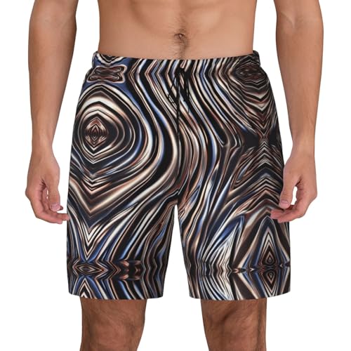 Shiny Pattern Print Men Stylish Functionality Swim Trunks Breathable Beach Shorts Surfing Gym Fishing