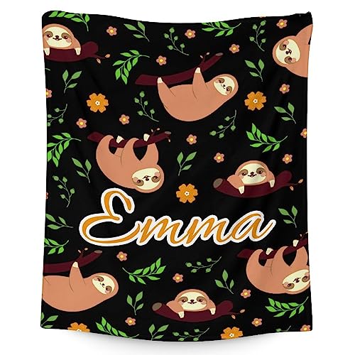 Mercuryelf Custom Sloth Throw Blanket - Soft, Fuzzy & Warm - 30x40 Inches Small Blankets for Lap, Crib - Black Cute Throws Gift for Baby