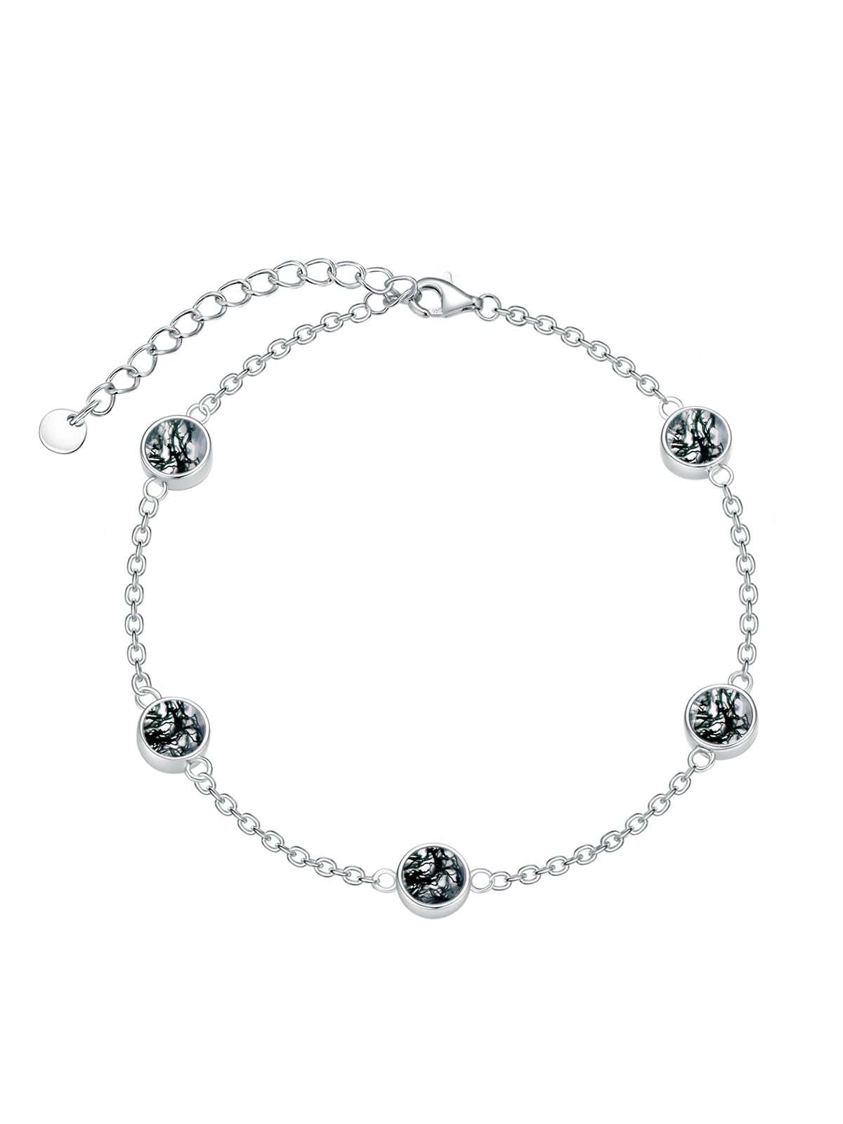 Dorunmo Ankle Bracelet for Women 925 Sterling Silver Natural Stone Bracelet Anklet Summer Beach Jewelry Birthday Gifts for Mom