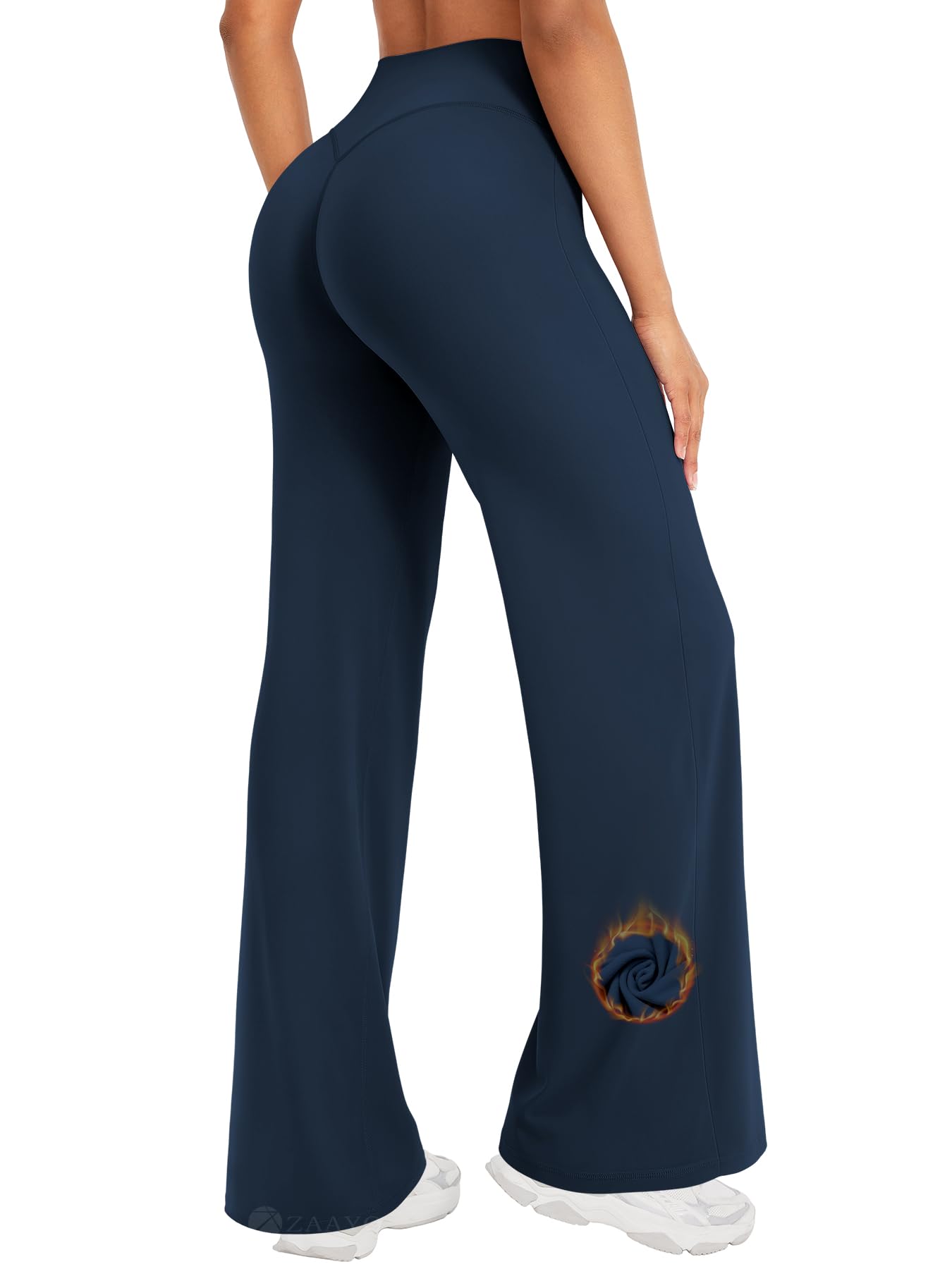 ZAAYO Nahtlose Straight Leggings Damen Flared Legging Yoga Hosen Gym Pant | Hohe Taille, Booty Lifting, Wide Leg, Butterweich, Schlaghose, Sport, Yoga Legging-Regular/Lang/Extra Lang