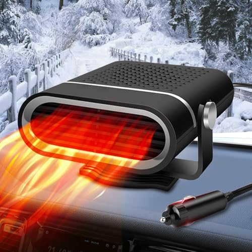Car Heater - Portable Heaters for Vehicle, 12V 200W Plug in Cigarette Lighter Heaters, Windshield Defroster Window Demister, Auto Defogger With 360°Heating and Cooling for All 12 Volt Vehicles