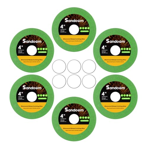 Sandoom Glass Cutting Disc for 4″ Angle Grinder, 6 Pack Ultra-Thin Diamond Tile Cutting Disc for Glass/Jade/Crystal/Tile/Wine Bottle/Ceramic, 7/8″ Arbor