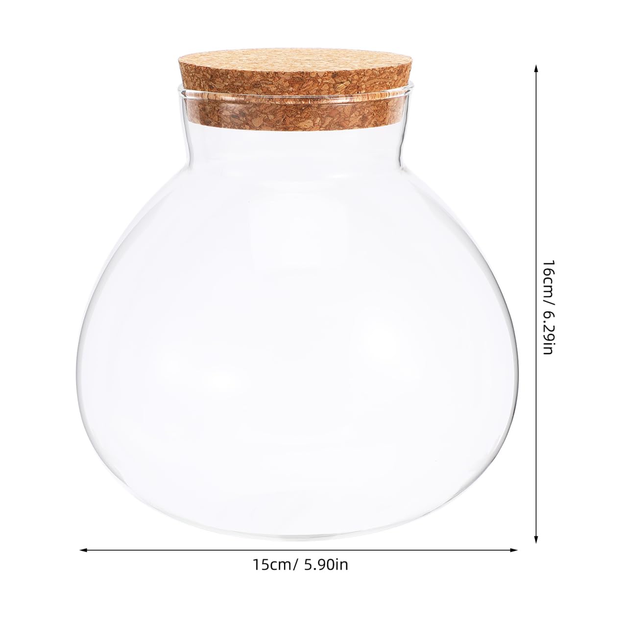 Homoyoyo Rundes Glas Terrarium mit Korkverschluss 15x16cm Luftdichter Durchsichtiger Aufbewahrungsbehälter für Mikro Landschaft Selbstgemacht und Wohnkultur