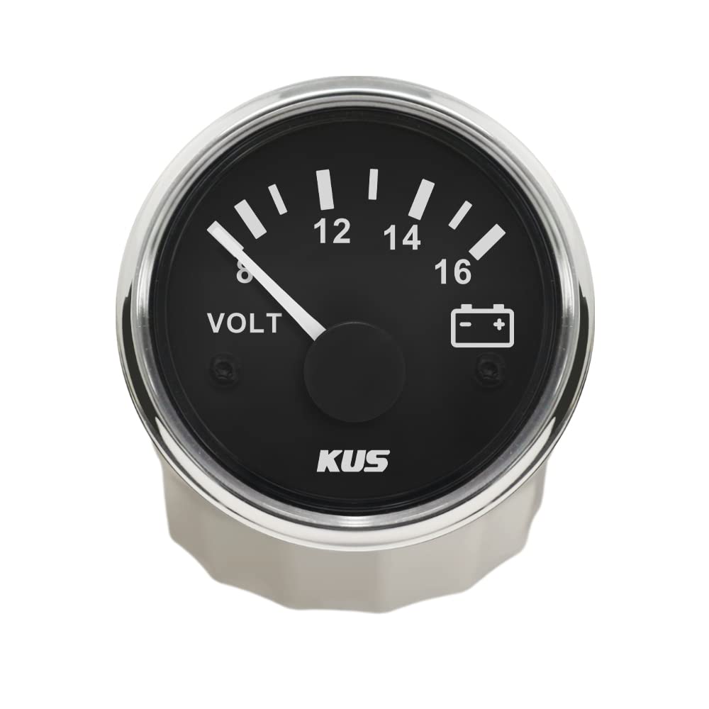 KUS Impermeabile Voltmetro Calibro di tensione 12 V/8 – 16 V 52 mm con retroilluminazione
