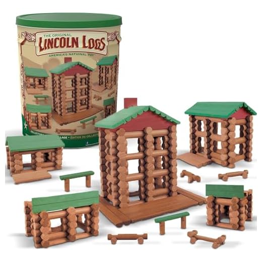 LINCOLN LOGS-Collector's Edition Village-327 Pieces-Real Wood Logs-Ages 3+ - Best Retro Building Gift Set for Boys/Girls-Creative Construction Engineering–Top Blocks Game Kit - Preschool Education Toy