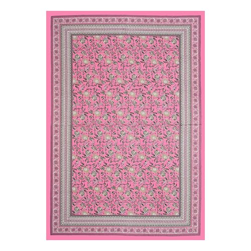 Image of 100% Cotton Single Bedsheet with 1 Pillow Cover | 240 TC Pure Cotton Flat Bed Sheet | Traditional Jaipuri Printed Bedding Set | Soft & Breathable | 60 x 90 Inch (Rangmahal Single 05)