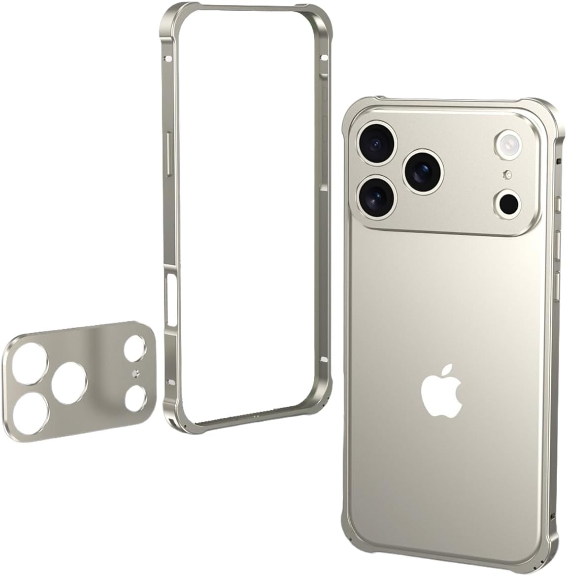 Metal Bumper Case for iPhone 17, Slim Lightweight Design, Easy Snap Installation, Metal Camera Protection Ring, Natural