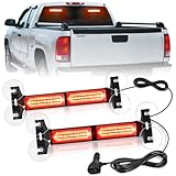 Nilight 40LED Red Emergency Strobe Traffic Advisor Light Bar with Suction Cups Dash Safety Warning Hazard Flashing Lights Interior Front/Rear Windshield for Trucks Construction Vehicles