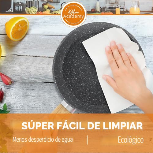 Miniatura 5 de Kitchen Academy Juego De Ollas Y Sartenes,12 Piezas,Revestimiento Antiadherente,Juego De Utensilios De Cocina Con Tapa, Para Inducción,Cocinas De Gas Y Microondas,Color Gris Ka-Cs01-001