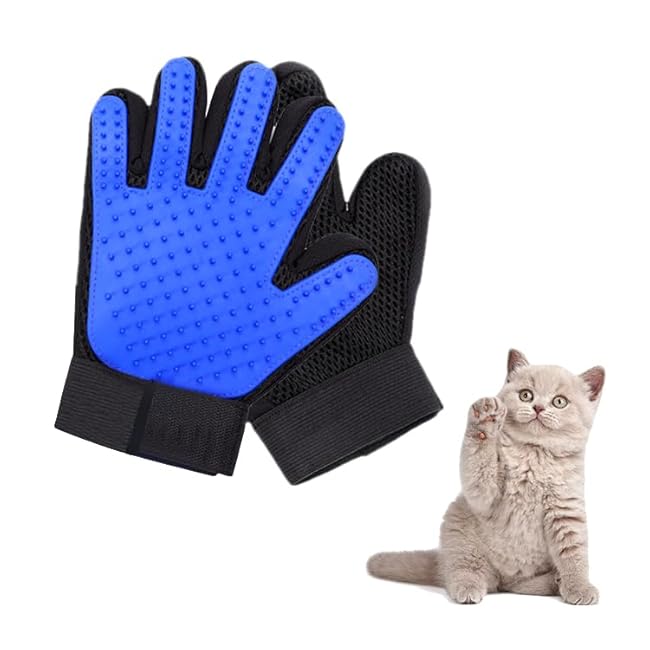 Enhanced Pet Grooming Hair Removal Massage Glove - Pair-vARO5GpG