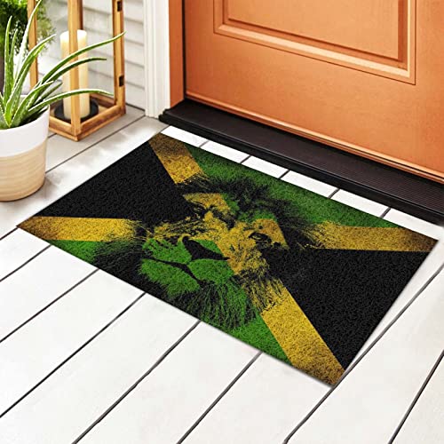 494 Carpette Entree Maison 40X60cm Drapeau Rastafari Reggae Jamaïque Paillasson D'Extérieur Lavable Tapis De Porte Extérieur Antidérapant Tapis D'Entrée...