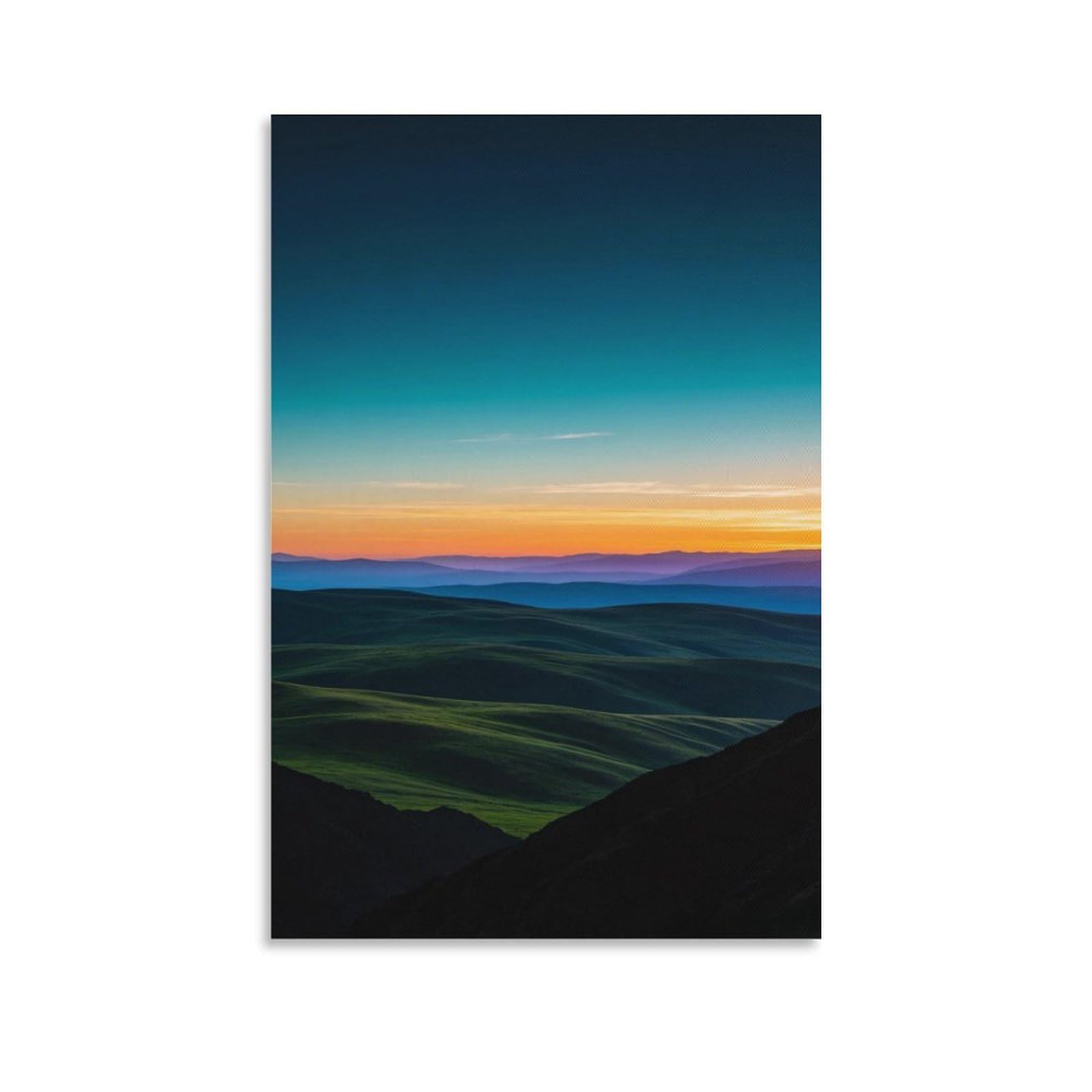 IEJKLUVWX Rolling Hill Sunset Wall Art Pastoral View Fade-Resistant Vibrant Colours Easy to Install for Sofa Background Above Bed Home Decor Lover Original 08x12inch(20x30cm)